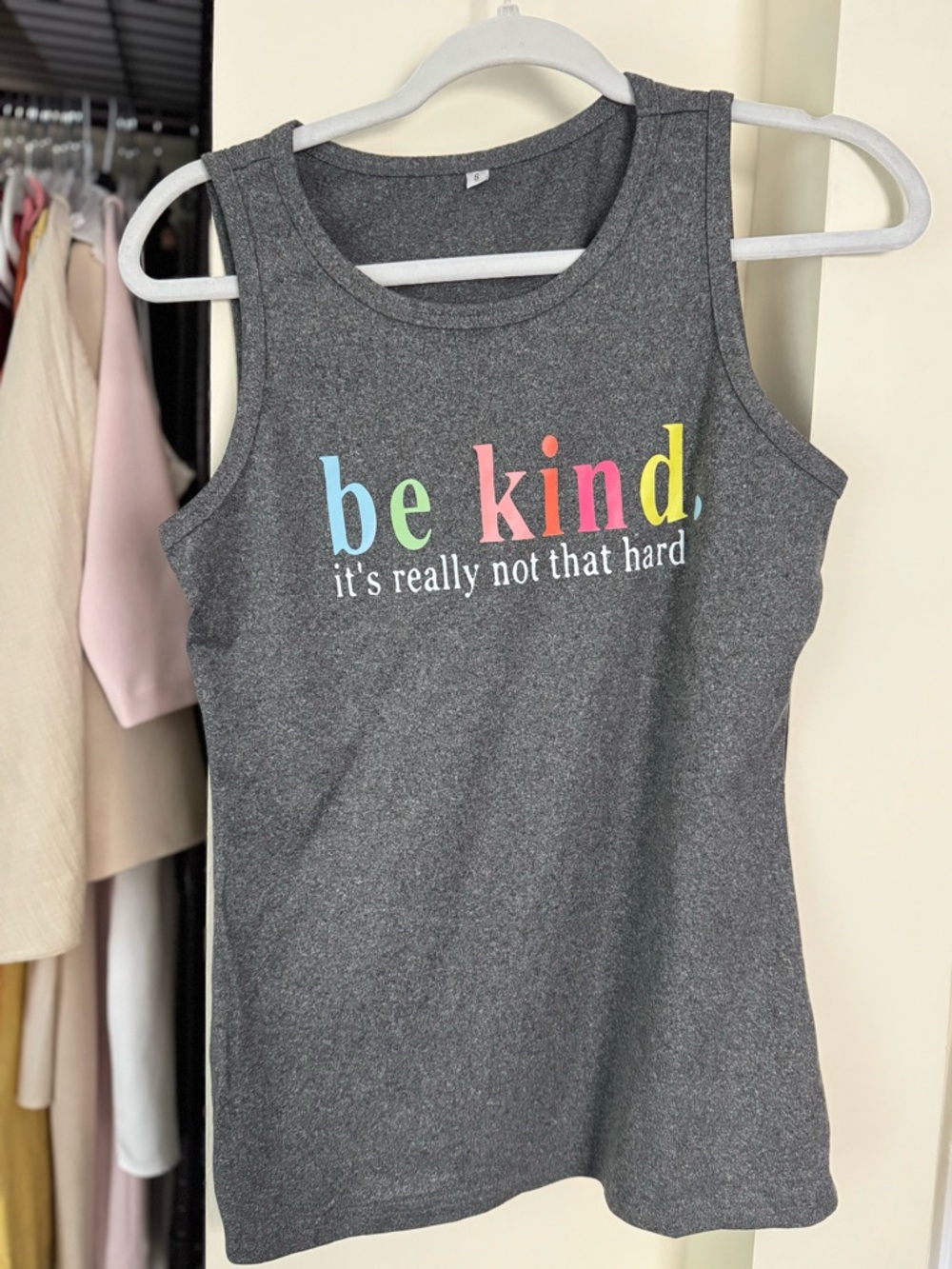 Womens Charcoal 'Be Kind' Graphic Tank Top